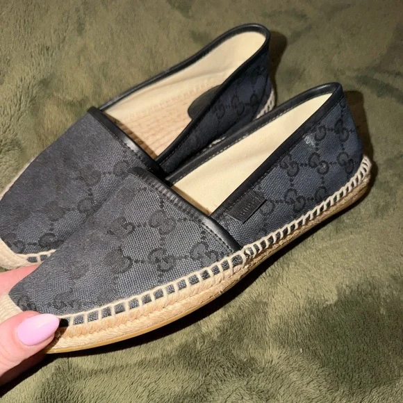Gucci Black Canvas Espadrilles flats - Picture 1 of 13